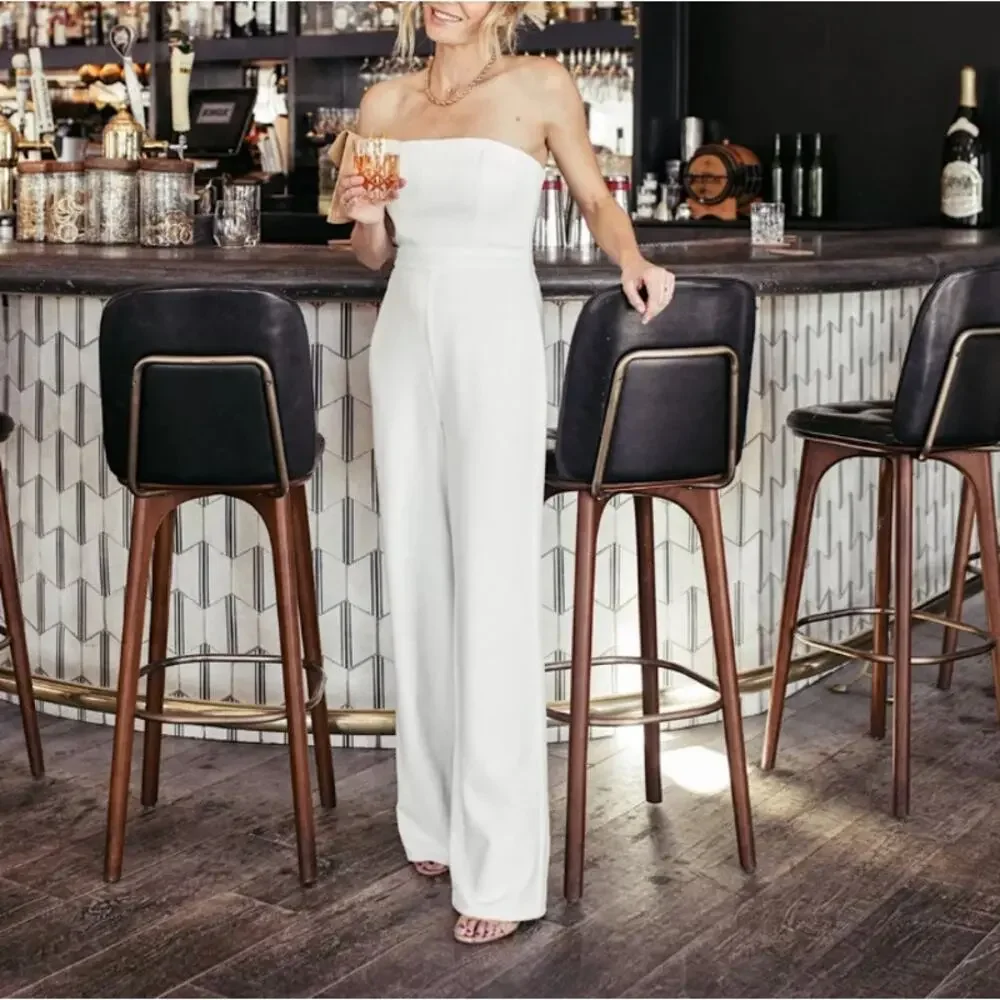 NBD White Strapless Jumpsuit SMALL Wide Leg Bustier Cocktail Designer $238 NEW - Picture 8 of 8